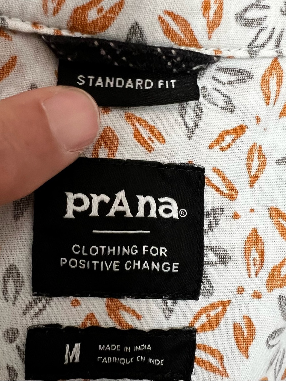Prana Men's Short-Sleeve Floral Button-Down Shirt - Cream, Gold, Gray—Medium - Picture 4 of 6
